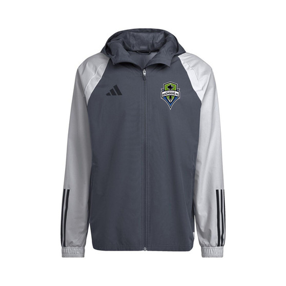 Men's Charcoal Seattle Sounders FC All-Weather Raglan Hoodie Full-Zip Jacket