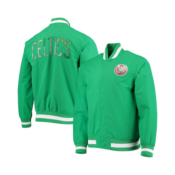 Men's Boston Celtics Kelly Green Hardwood Classics 75th Anniversary Authentic Warmup Full-Snap Jacket