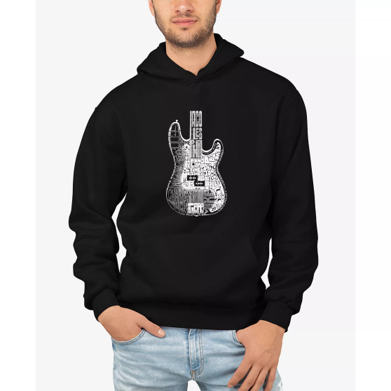 Men's Word Art Bass Guitar Hooded Sweatshirt