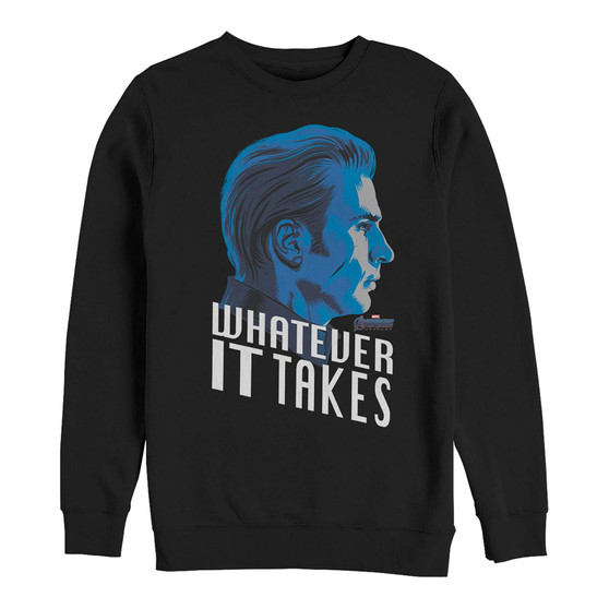 Marvel Men's Avengers Endgame Captain America Side View Whatever It Takes, Crewneck Fleece
