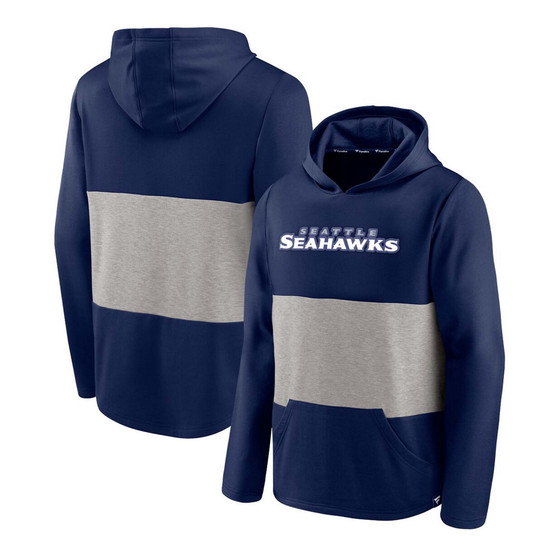 Men's College Navy Seattle Seahawks Linear Logo Pullover Hoodie