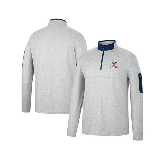 Men's Heathered Gray, Navy Virginia Cavaliers Country Club Windshirt Quarter-Zip Jacket