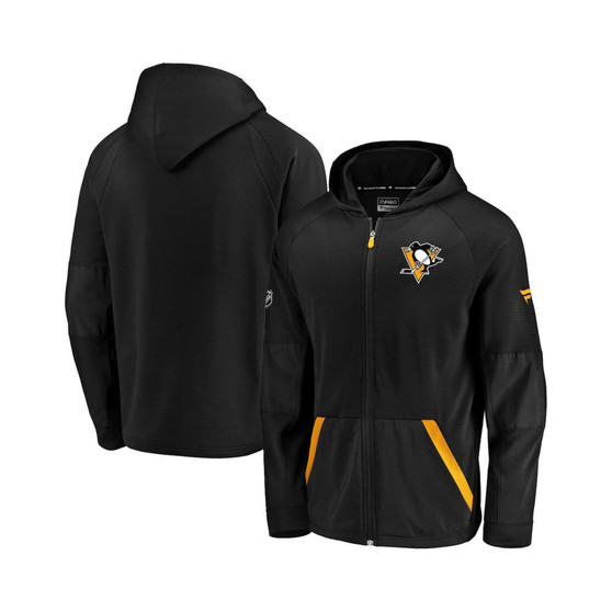 Men's Branded Black Pittsburgh Penguins Rinkside Grid-Back Full-Zip Jacket