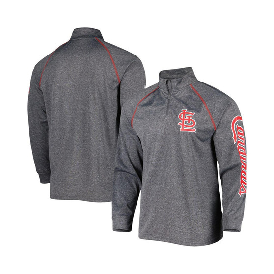 Men's Heather Gray St. Louis Cardinals Wordmark Raglan Quarter-Zip Top