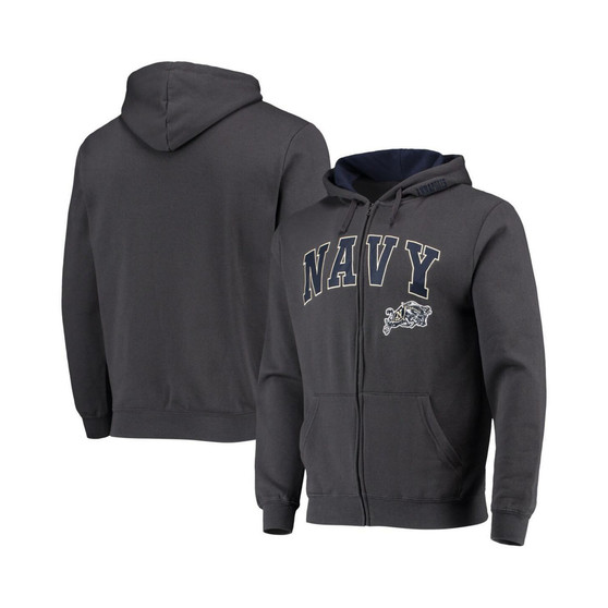 Men's Charcoal Navy Midshipmen Arch and Logo 3.0 Full-Zip Hoodie