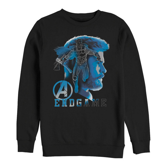 Marvel Men's Avengers Endgame Thor Side View Silhouette, Crewneck Fleece