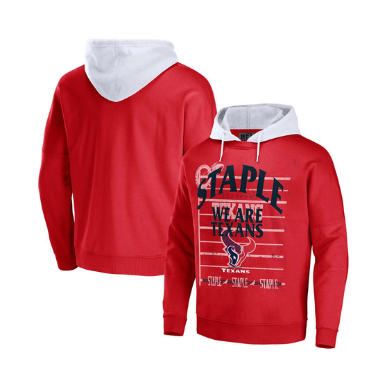 Men's NFL X Staple Red Houston Texans Oversized Gridiron Vintage-Like Wash Pullover Hoodie