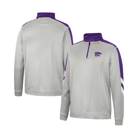 Men's Gray, Purple Kansas State Wildcats Bushwood Fleece Quarter-Zip Jacket