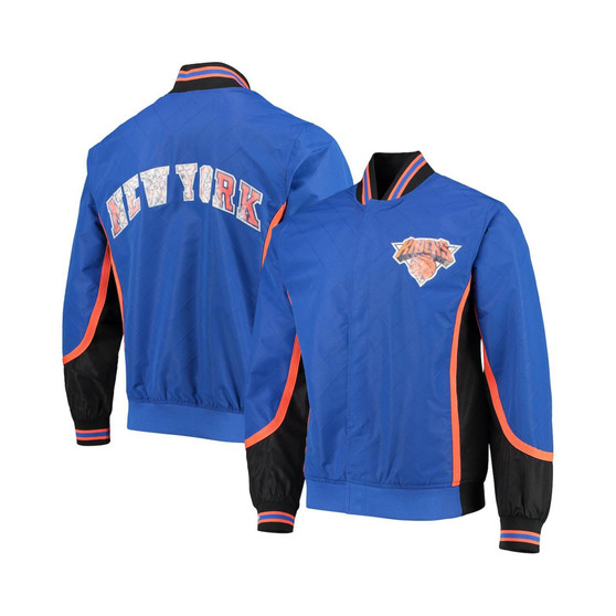Men's New York Knicks Blue Hardwood Classics 75th Anniversary Authentic Warmup Full-Snap Jacket