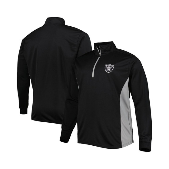 Men's Black and Silver Las Vegas Raiders Big and Tall Quarter-Zip Jacket