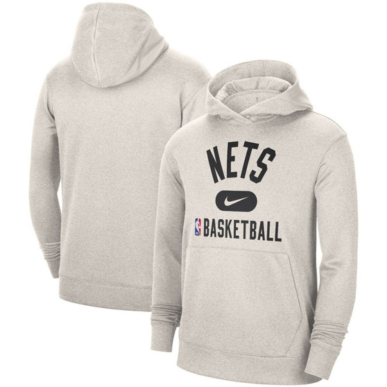 Men's White Brooklyn Nets 2021-2022 Spotlight On Court Performance Practice Pullover Hoodie