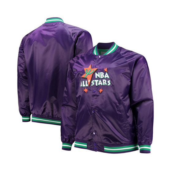 Men's Purple Big and Tall 1995 NBA All-Star Game Hardwood Classics Satin Full-Snap Jacket