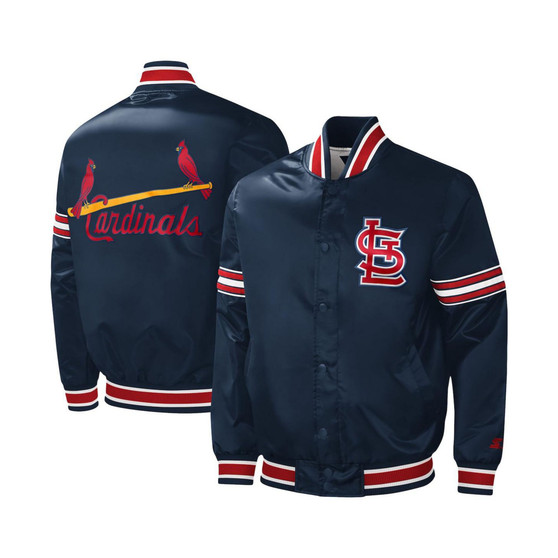 Men's Navy St. Louis Cardinals Slider Satin Full-Snap Varsity Jacket