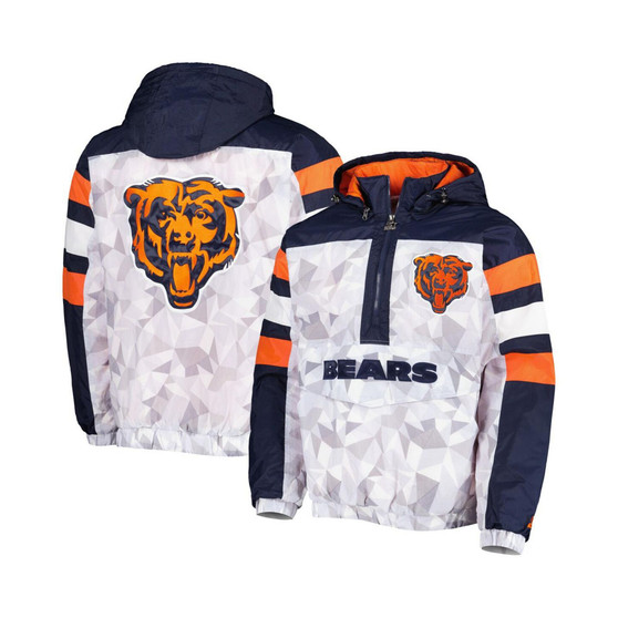 Men's White, Navy Chicago Bears Thursday Night Gridiron Raglan Half-Zip Hooded Jacket