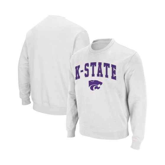 Men's White Kansas State Wildcats Arch and Logo Crew Neck Sweatshirt