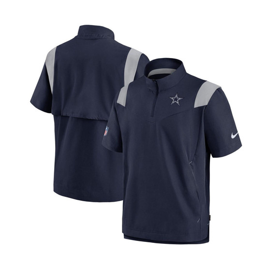 Men's Navy Dallas Cowboys Sideline Coaches Short Sleeve Quarter-Zip Jacket