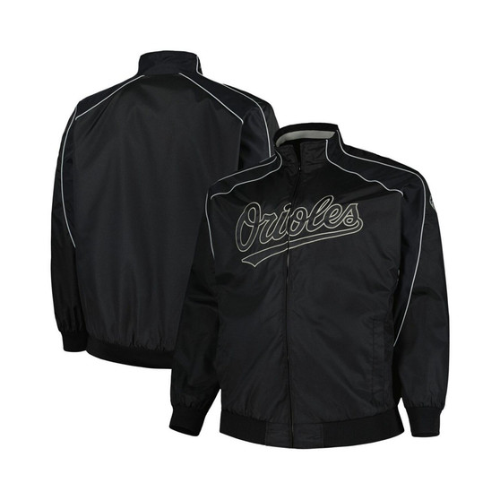 Men's Black Baltimore Orioles Big and Tall Nylon Full-Zip Jacket