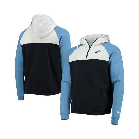 Men's Navy and White Tampa Bay Rays Cooperstown Collection Quarter-Zip Hoodie Jacket