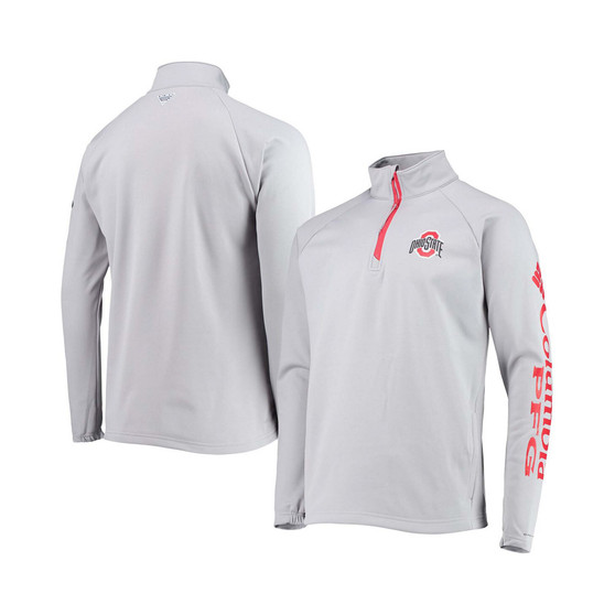 Men's Gray Ohio State Buckeyes Terminal Tackle Fleece Raglan Omni-Shade Quarter-Zip Jacket