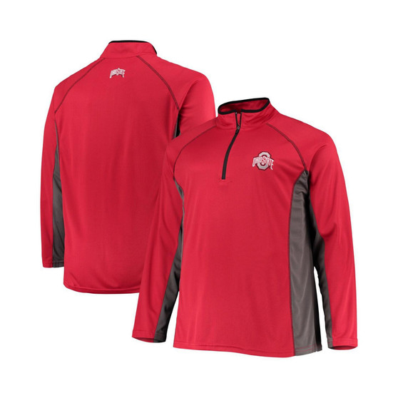 Men's Scarlet Ohio State Buckeyes Big and Tall Textured Raglan Quarter-Zip Jacket
