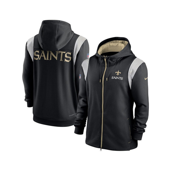 Men's Black New Orleans Saints Performance Sideline Lockup Full-Zip Hoodie