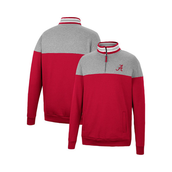 Men's Crimson, Heather Gray Alabama Crimson Tide Be The Ball Quarter-Zip Top