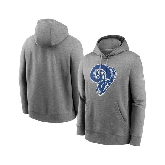 Men's Heathered Gray Los Angeles Rams Rewind Club Fleece Pullover Hoodie