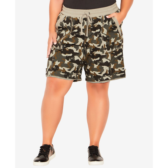 Plus Size Cotton Casual Print Shorts