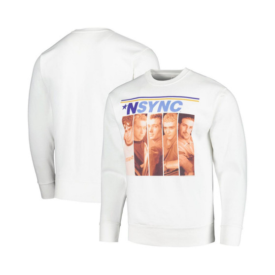 Men's White Nsync Boxes Pullover Sweatshirt