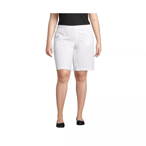 Women's Plus Size Mid Rise Elastic Waist Pull On 10" Knockabout Chino Bermuda Shorts