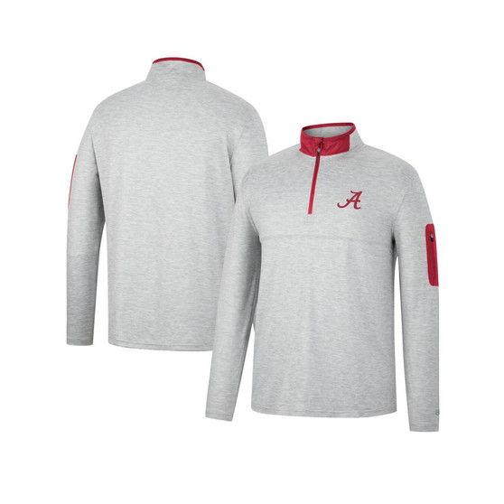 Men's Heathered Gray, Crimson Alabama Crimson Tide Country Club Windshirt Quarter-Zip Jacket