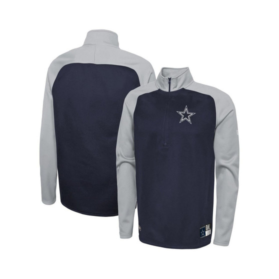 Men's Navy Dallas Cowboys Combine Authentic O-Line Raglan Half-Zip Jacket