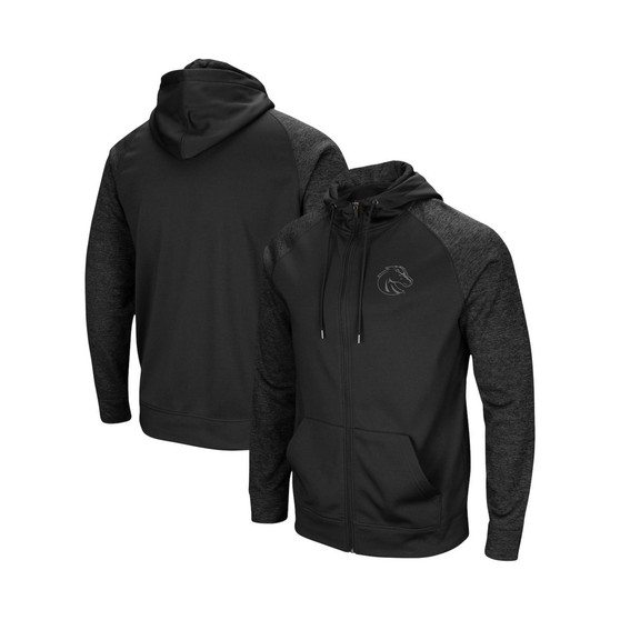 Men's Black Boise State Broncos Blackout 3.0 Tonal Raglan Full-Zip Hoodie