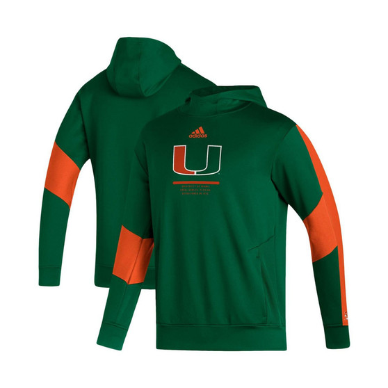 Men's Green Miami Hurricanes 2021 Sideline AEROREADY Pullover Hoodie