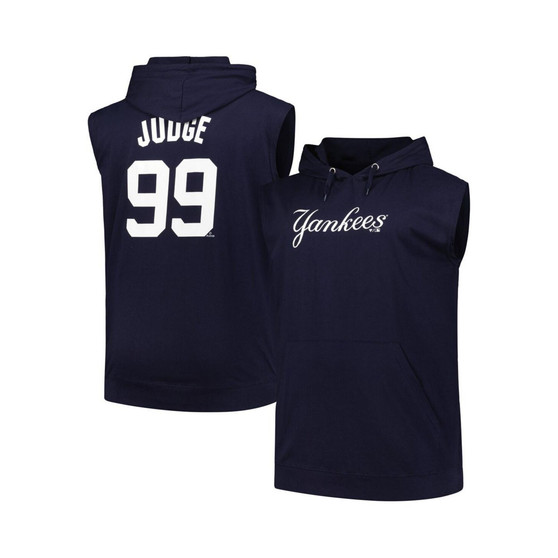 Men's Branded Aaron Judge Navy New York Yankees Big and Tall Name and Number Muscle Tank Hoodie