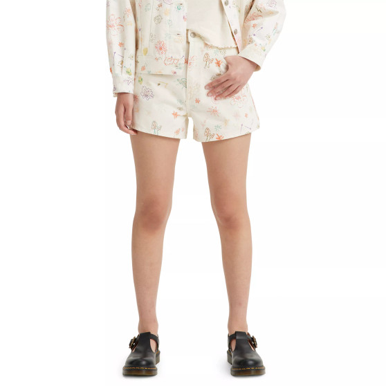 High-Waisted Distressed Cotton Mom Shorts