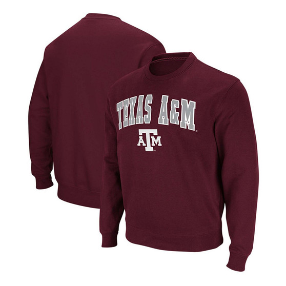 Men's Maroon Texas A M Aggies Arch Logo Tackle Twill Pullover Sweatshirt