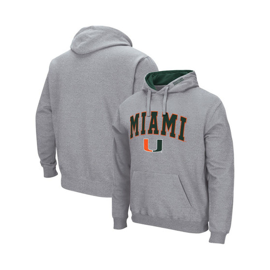 Men's Heathered Gray Miami Hurricanes Arch Logo 3.0 Pullover Hoodie