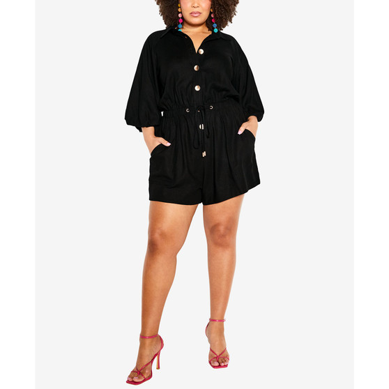 Trendy Plus Size Briar Puff Sleeve Romper