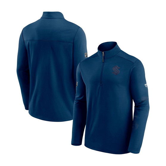 Men's Deep Sea Blue Seattle Kraken Authentic Pro Travel and Training Quarter-Zip Jacket