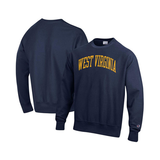 Men's Navy West Virginia Mountaineers Big and Tall Reverse Weave Fleece Crewneck Pullover Sweatshirt