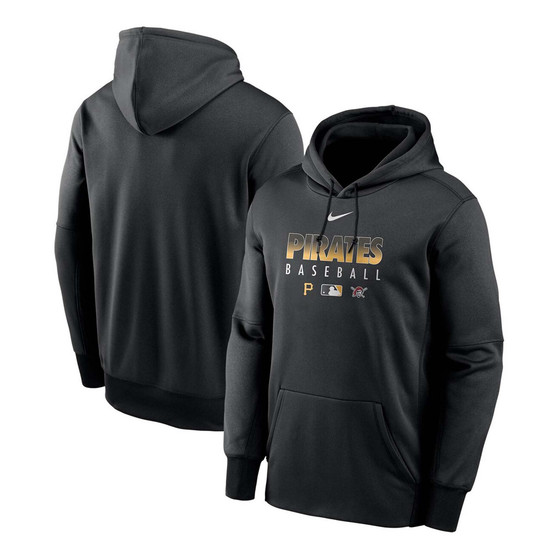 Men's Black Pittsburgh Pirates Authentic Collection Therma Performance Pullover Hoodie