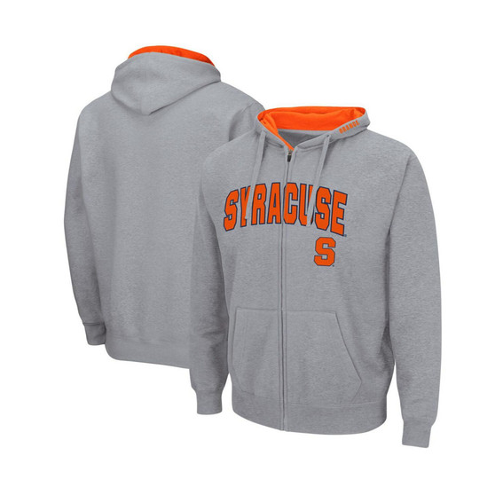 Men's Heathered Gray Syracuse Orange Arch and Logo 3.0 Full-Zip Hoodie