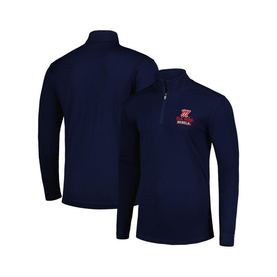 Men's Navy Ole Miss Rebels Textured Quarter-Zip Jacket