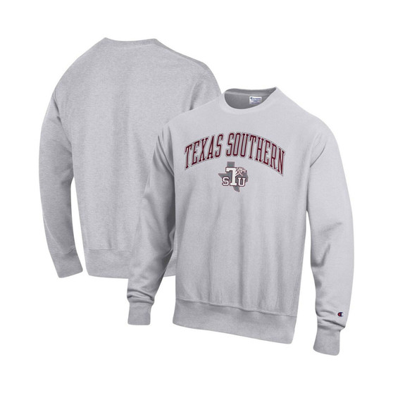 Men's Heathered Gray Texas Southern Tigers Arch Over Logo Reverse Weave Pullover Sweatshirt