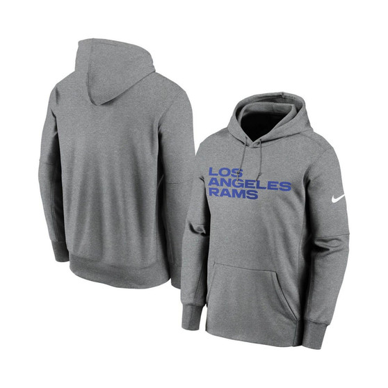 Men's Heathered Charcoal Los Angeles Rams Fan Gear Wordmark Performance Pullover Hoodie