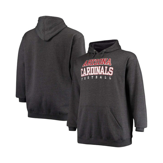 Men's Big and Tall Heathered Charcoal Arizona Cardinals Practice Pullover Hoodie