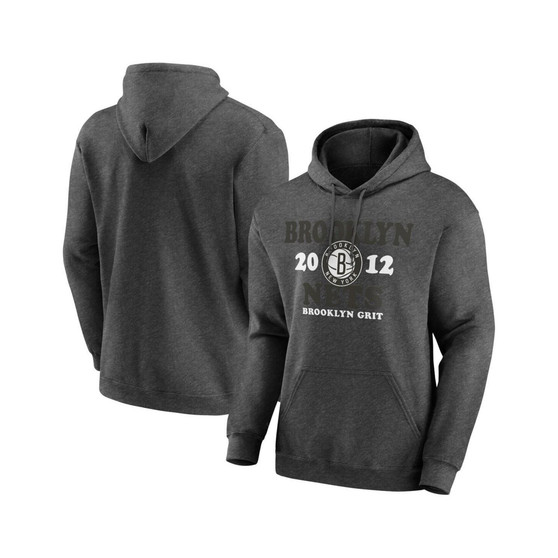 Men's Heathered Charcoal Brooklyn Nets Fierce Competitor Pullover Hoodie
