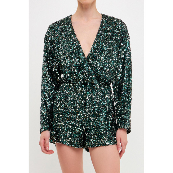 Women's 2d Sequins Wrapped Romper
