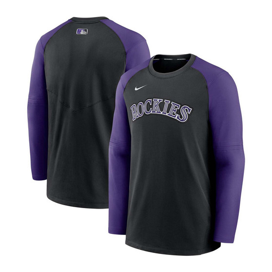 Men's Black, Purple Colorado Rockies Authentic Collection Pregame Performance Pullover Sweatshirt